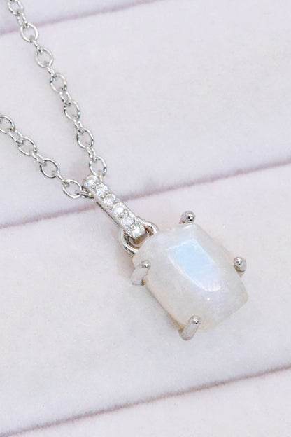 Natural Moonstone 4-Prong Pendant Necklace