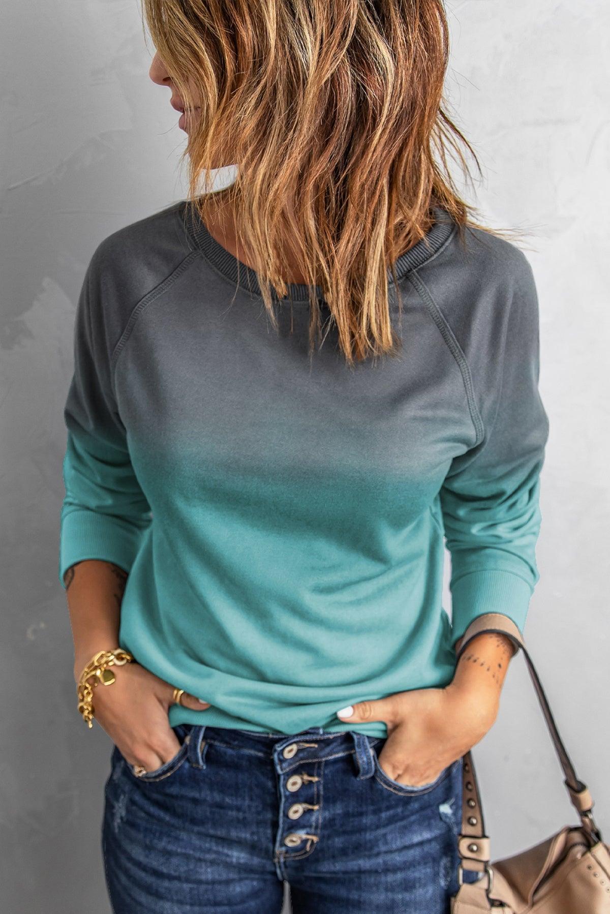 Ombre Crewneck Long Sleeve Sweatshirt Kiwidrop