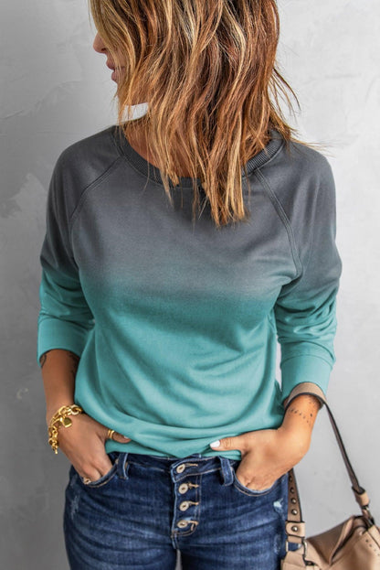 Ombre Crewneck Long Sleeve Sweatshirt Kiwidrop