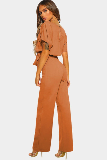 Oh So Glam Belted Wide Leg Jumpsuit Kiwidrop