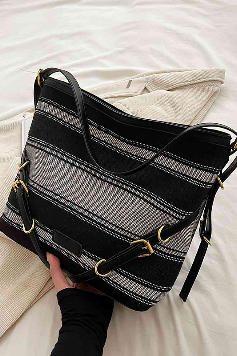 Striped Large Canvas Bag