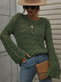 Openwork Dropped Shoulder Knit Top Trendsi