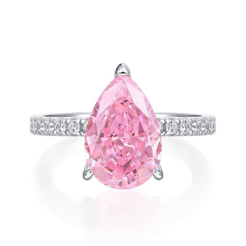 Pink Pear-Shaped 925 Sterling Silver Rings