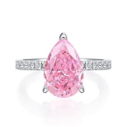 Pink Pear-Shaped 925 Sterling Silver Rings