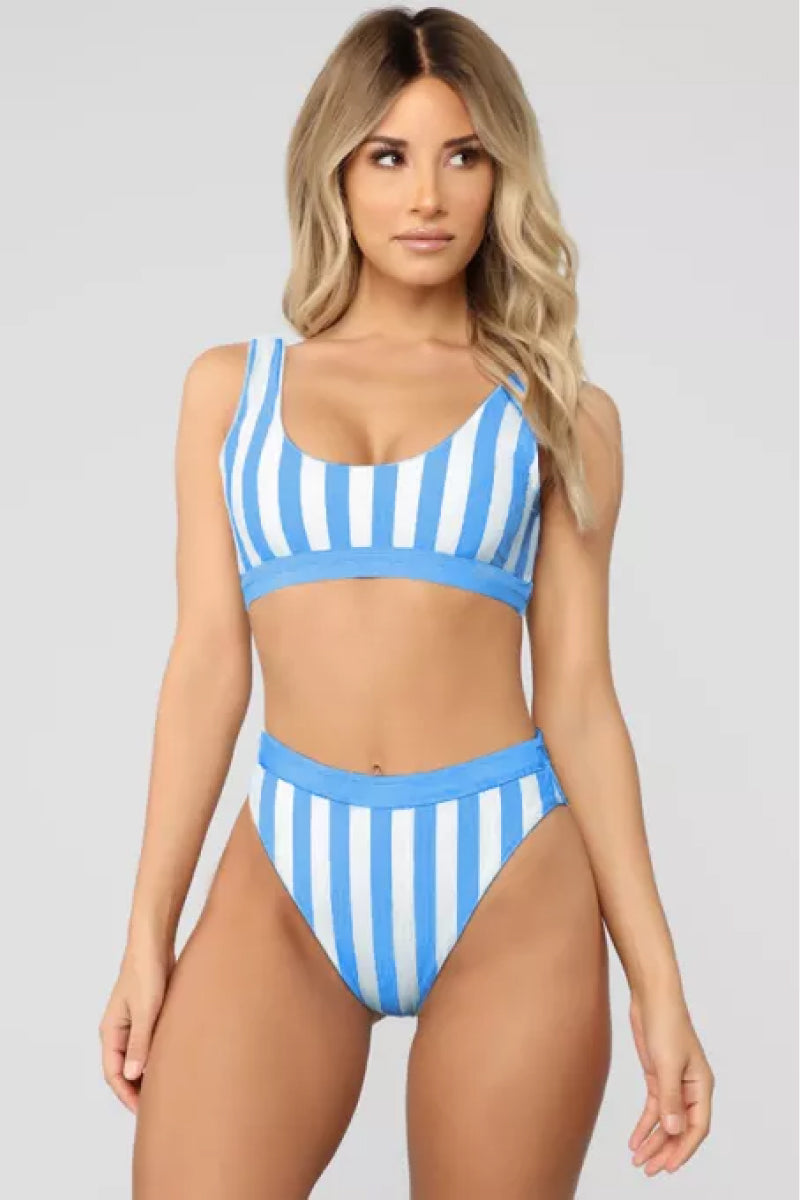 Striped Tank High Waist Bikini Trendsi