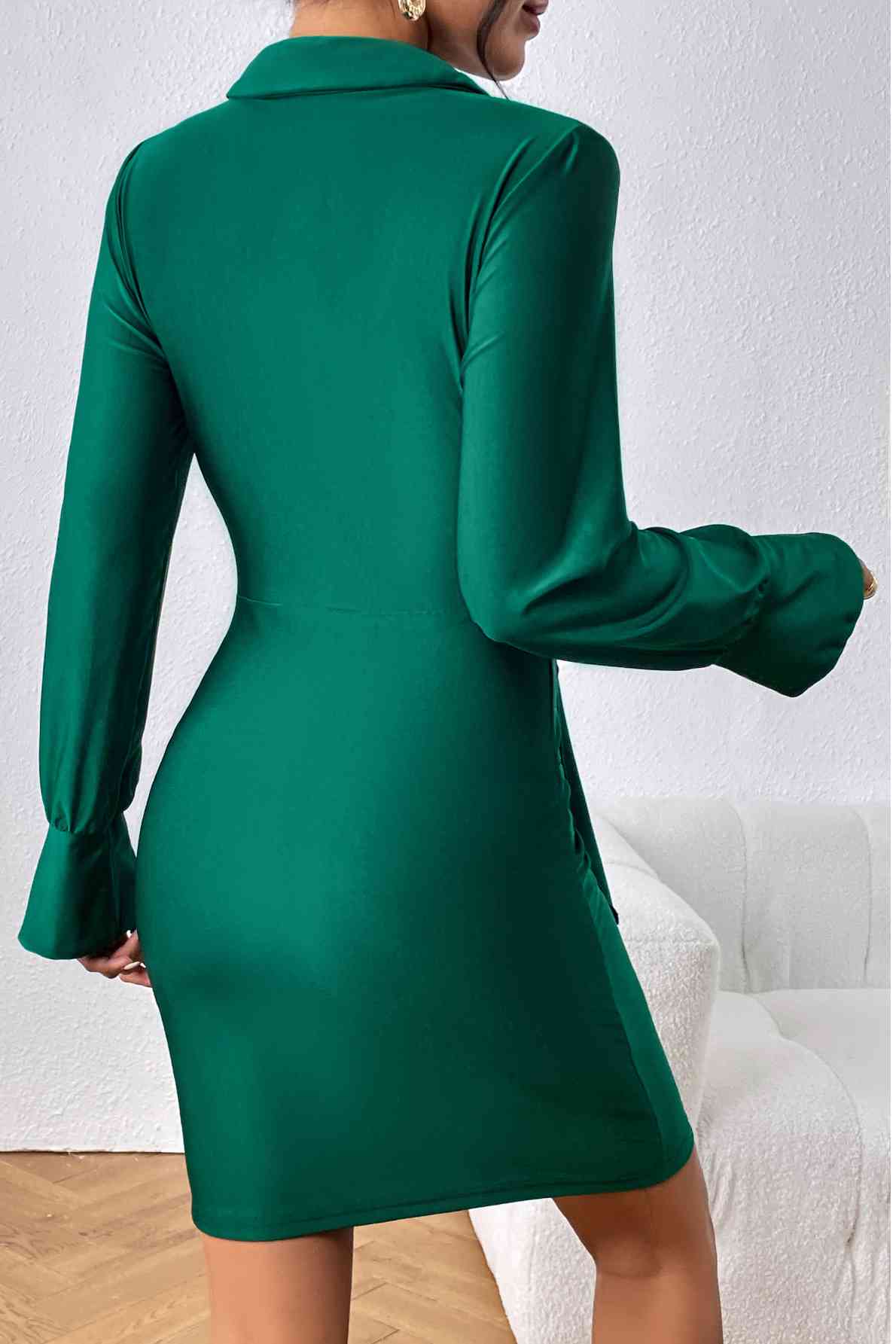 Johnny Collar Long Sleeve Mini Dress