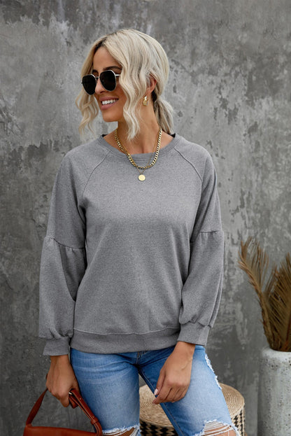 Raglan Patchwork Sleeve Pullover Sweatshirt Kiwidrop