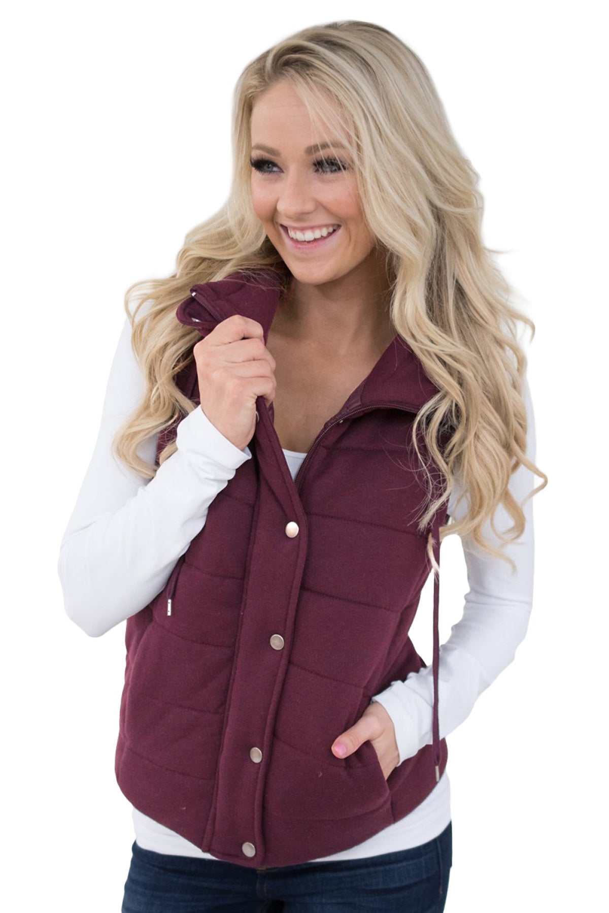 Quilted Mock Neck Vest Kiwidrop