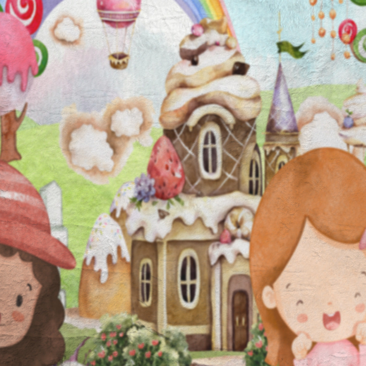 Single-Sided Printed Children's Blanket | 280GSM Polyester - Watercolor, Candy, Pastel, Lollypops, Chocolate, Treats, Dessert, Girls, Friends, Rainbow, Candy Shop, Hot Air Balloon, Cake Pops, Chocolate Clouds (Designed by Dunbi)