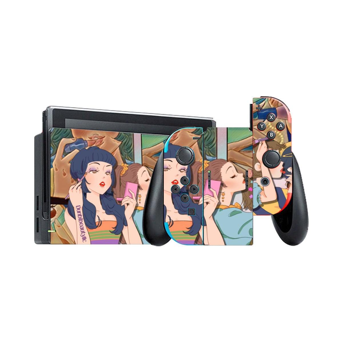 Nintendo Switch Game Console Stickers ｜PVC - Retro, Makeup, Korean Girls, Hair, Fashion, Lipstick, Mascara, Girl Gang (Designed by Dunbi)