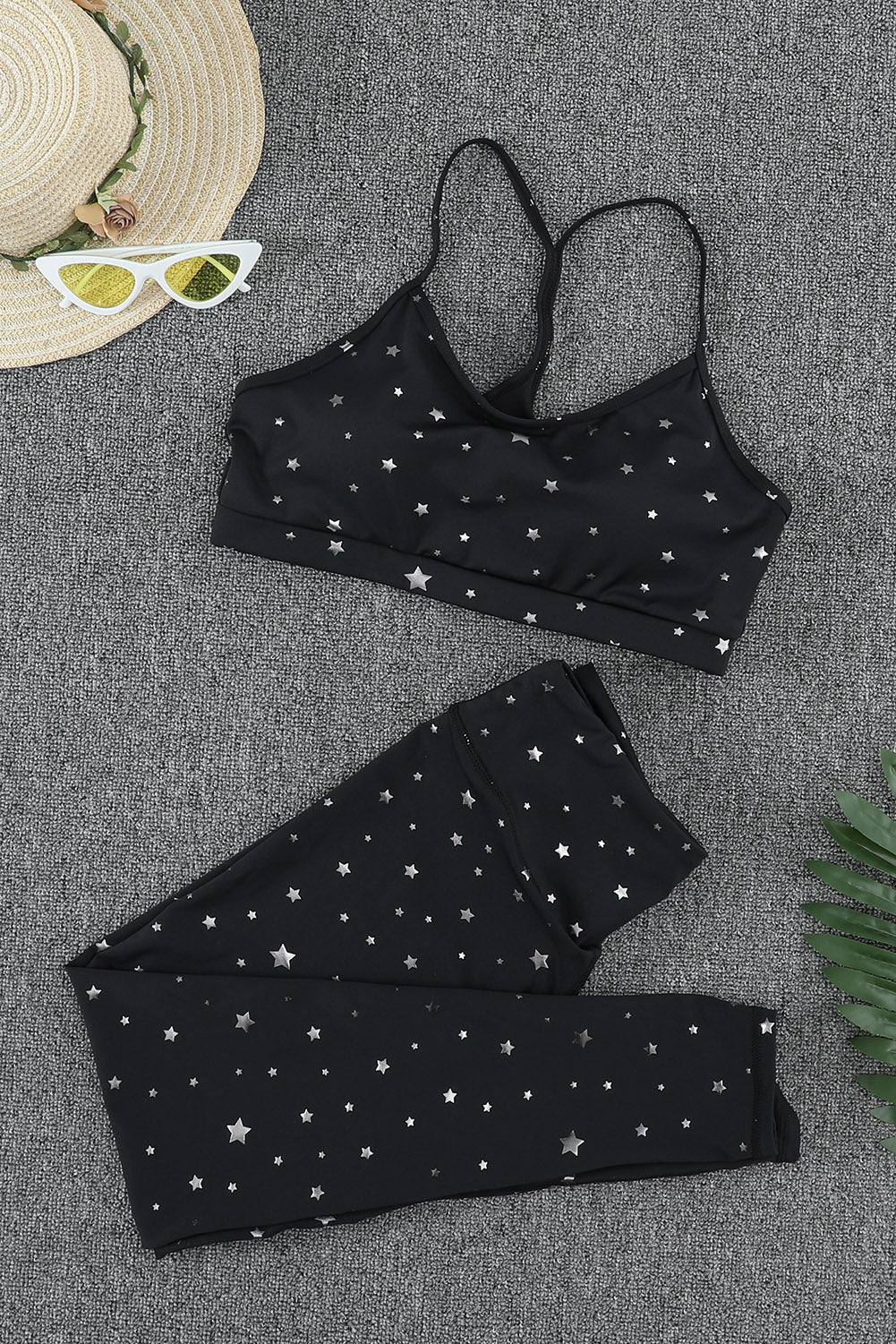 Star Print Sports Bra and Leggings Set Trendsi