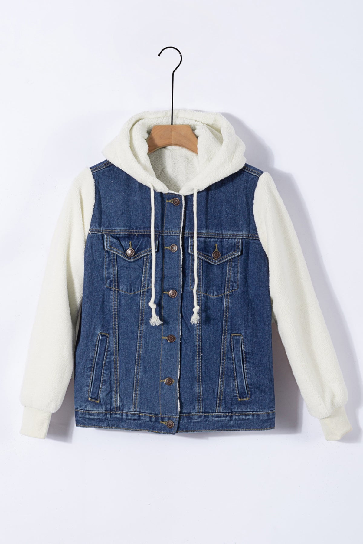 Sherpa Denim Splicing Buttoned Jacket Kiwidrop