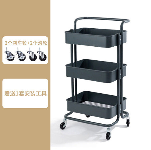 Movable wheeled kitchen storage rack trolley living room storage floor-to-floor beauty salon trolley supplies storage rack Larnt