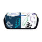 Double Flap Pencil Case｜Oxford Fabric - Back to School, Composition Notebook Style, Doodles, Scribbles, Writing, Boy, Blue (Designed by Dunbi)