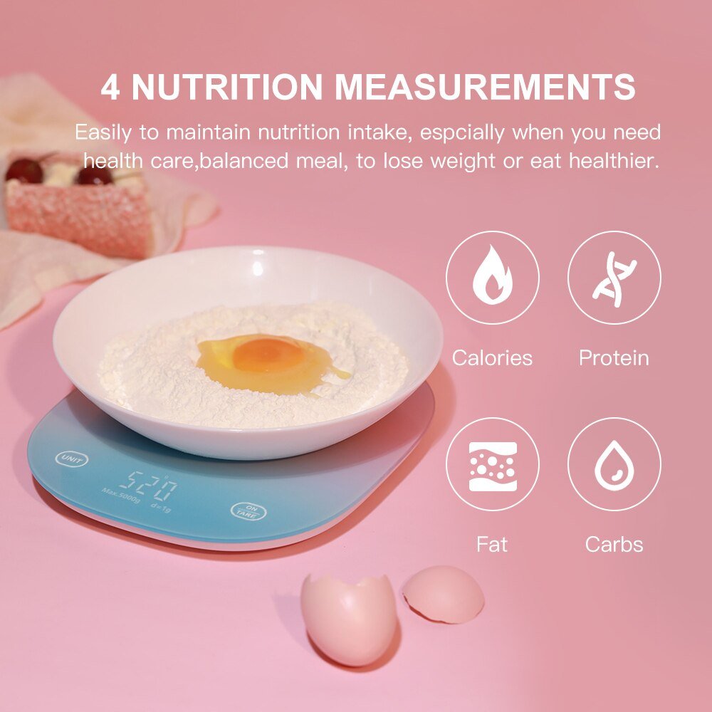 5kg Smart Kitchen Scale Bluetooth APP Electronic Digital Food Weight Balance Measuring Tool Nutrition Analysis - DunbiBeauty, LLC