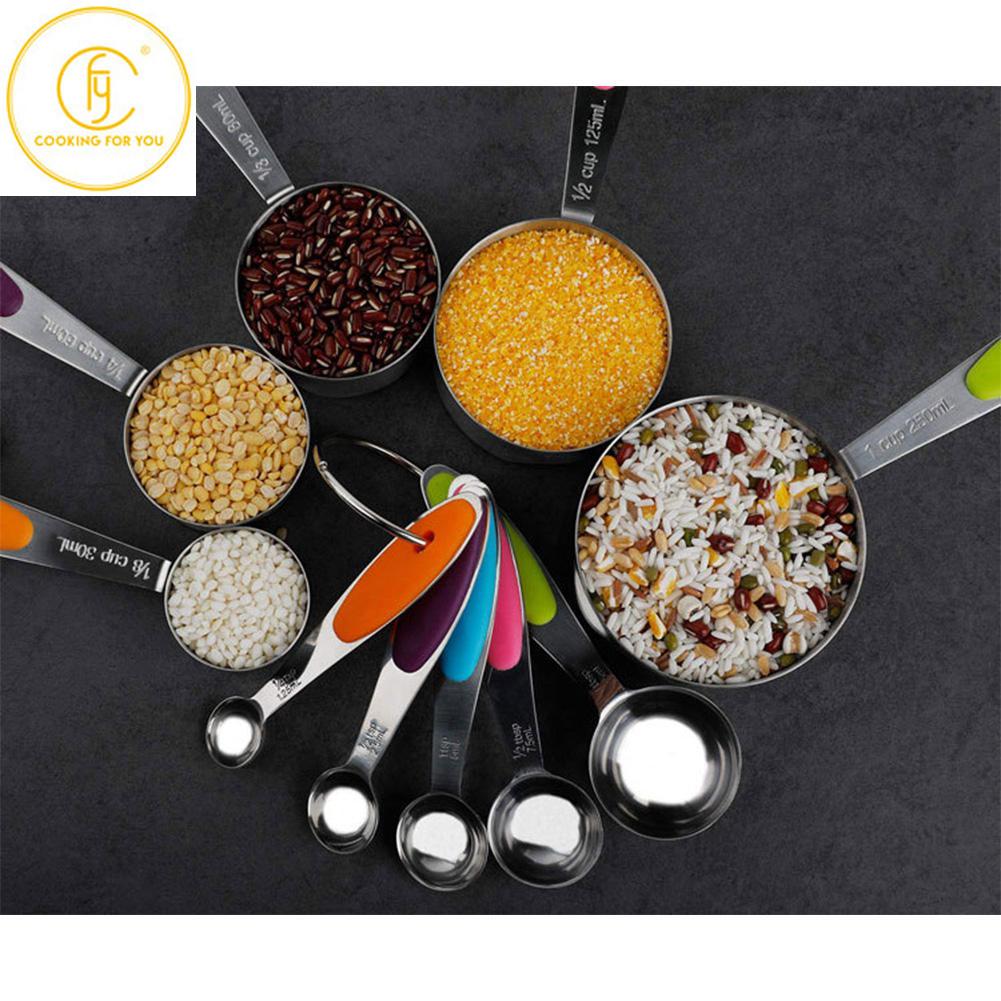 5PCS/10 Pieces Stainless Steel Measuring Spoon with Scale Measuring Cup Measuring Spoon Set Baking Tool Kitchen gadget - DunbiBeauty, LLC