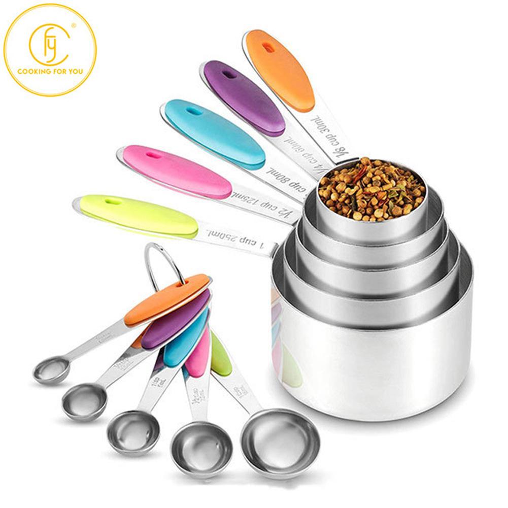 5PCS/10 Pieces Stainless Steel Measuring Spoon with Scale Measuring Cup Measuring Spoon Set Baking Tool Kitchen gadget - DunbiBeauty, LLC