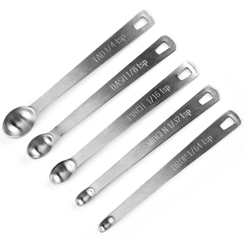 5pcs/Set Small Measuring Spoon Stainless Steel Coffee Measuring Spoons Tea Seasoning Multiple Size Measuring Spoon Kitchen Tools - DunbiBeauty, LLC