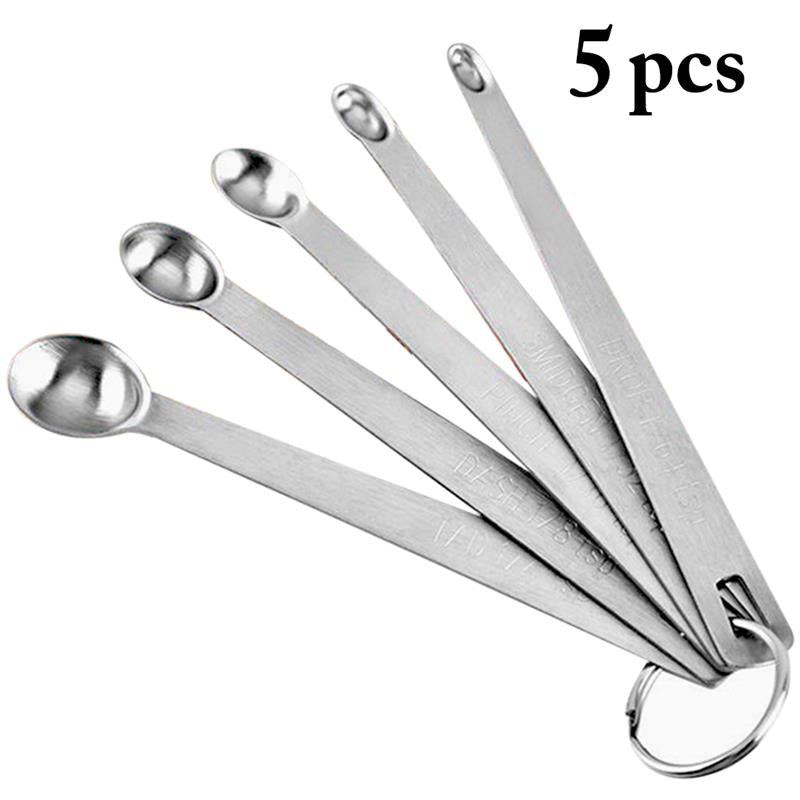 5pcs/Set Small Measuring Spoon Stainless Steel Coffee Measuring Spoons Tea Seasoning Multiple Size Measuring Spoon Kitchen Tools - DunbiBeauty, LLC