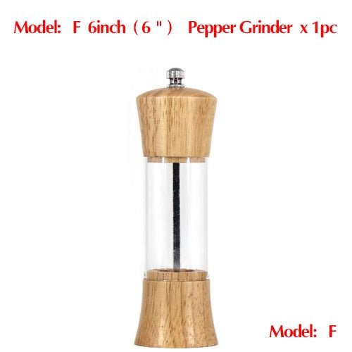 6 inch Wood Acrylic Spice Pepper Mill with Strong Adjustable Ceramic Grinder Home Kitchen Tools For Cooking - DunbiBeauty, LLC