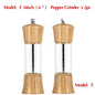 6 inch Wood Acrylic Spice Pepper Mill with Strong Adjustable Ceramic Grinder Home Kitchen Tools For Cooking - DunbiBeauty, LLC