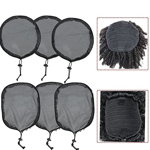 6 PCS Black Weaving Net Cap Drawstring Ponytail Net Elastic Base Used for Making Hair Bun Hair Wig Making Tools for Women(3 Pcs Square,3 Pcs Round) - DunbiBeauty, LLC