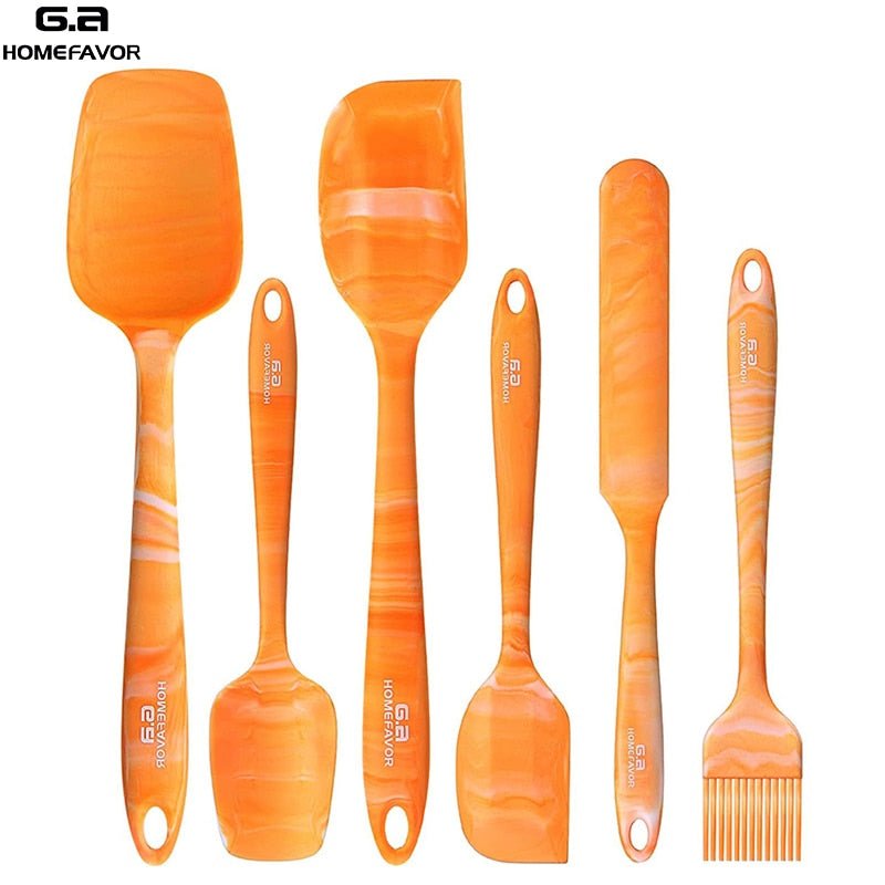 6 Pcs Kitchenware Spatula Sets Cooking Tools Scraper Spoon Brush Soft Silicone Baking Cooking Accessories Kitchen Utensils - DunbiBeauty, LLC