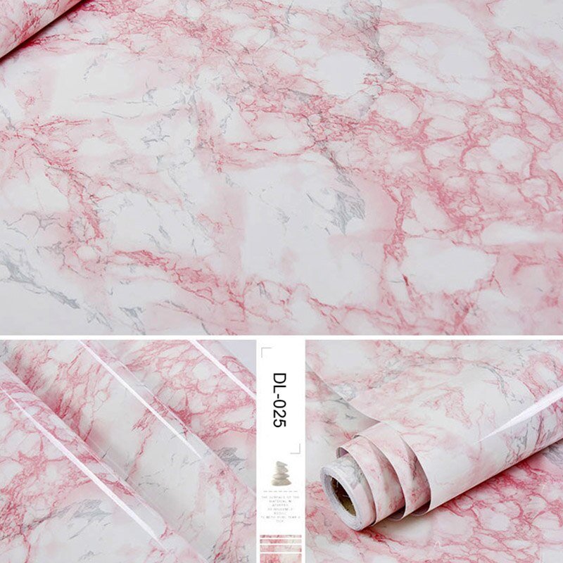 60CM Self-Adhesive Marble PVC Wall Stickers Kitchen Oil Waterproof Renovation Film Cabinet Stove Window Sill Tabletop Wallpaper - DunbiBeauty, LLC