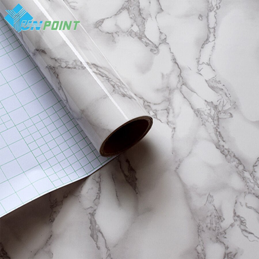 60CM Self-Adhesive Marble PVC Wall Stickers Kitchen Oil Waterproof Renovation Film Cabinet Stove Window Sill Tabletop Wallpaper - DunbiBeauty, LLC