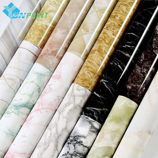 60CM Self-Adhesive Marble PVC Wall Stickers Kitchen Oil Waterproof Renovation Film Cabinet Stove Window Sill Tabletop Wallpaper - DunbiBeauty, LLC