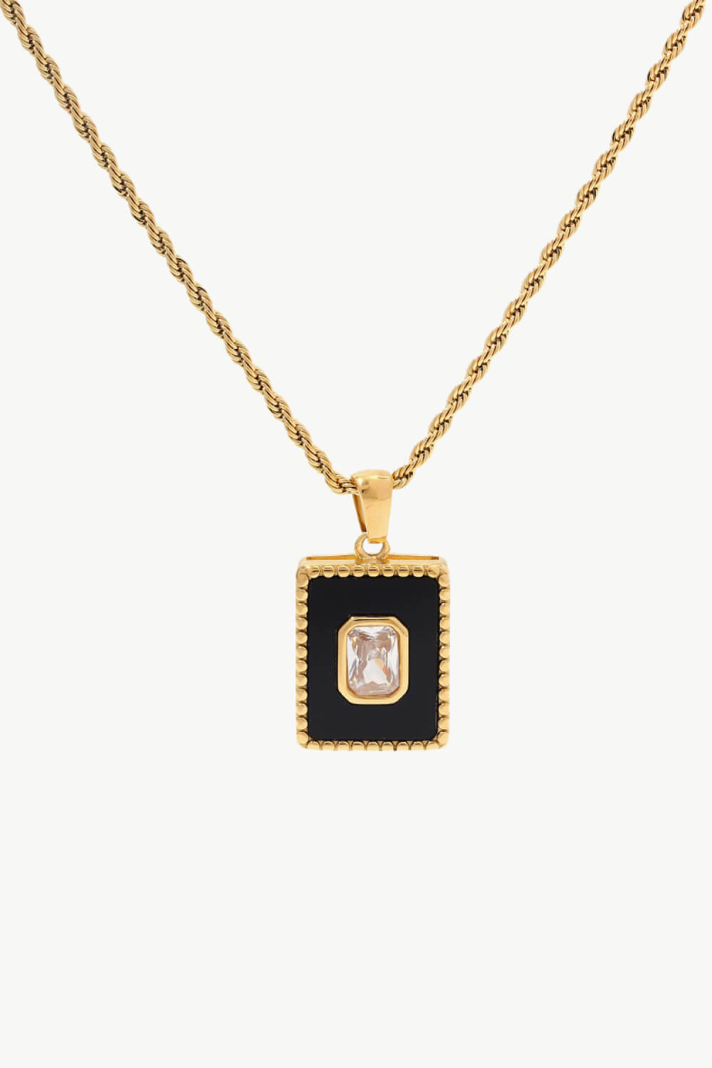 Square Pendant Twisted Chain Necklace Trendsi