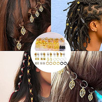 Nafaboig 200PCS Beads for Hair Braids, Hair Jewelry for Women Braids, Metal Gold Braids Rings Cuffs Clips for Dreadlock Accessories Hair Decorations Spreadr