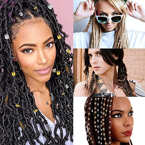 Nafaboig 200PCS Beads for Hair Braids, Hair Jewelry for Women Braids, Metal Gold Braids Rings Cuffs Clips for Dreadlock Accessories Hair Decorations Spreadr