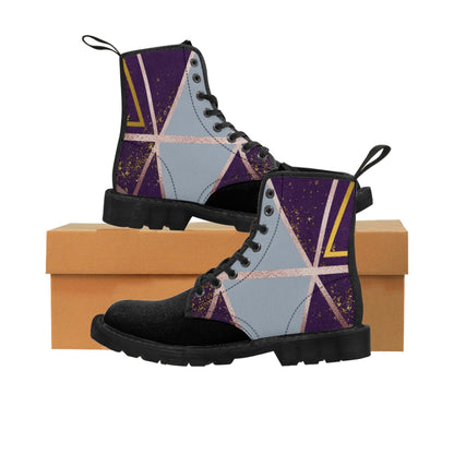 Women's Purple Geometric Canvas Boots Printify