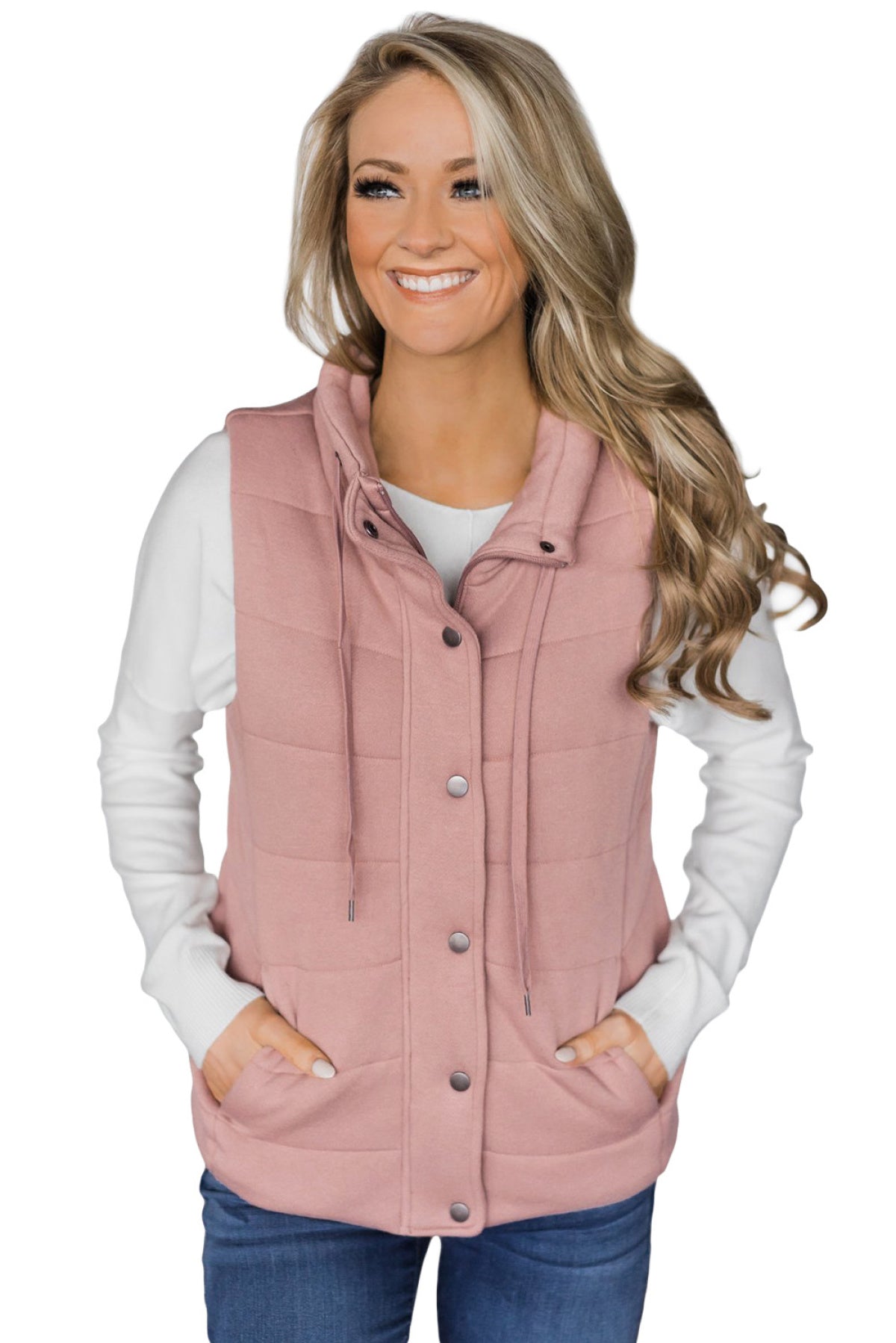 Quilted Mock Neck Vest Kiwidrop