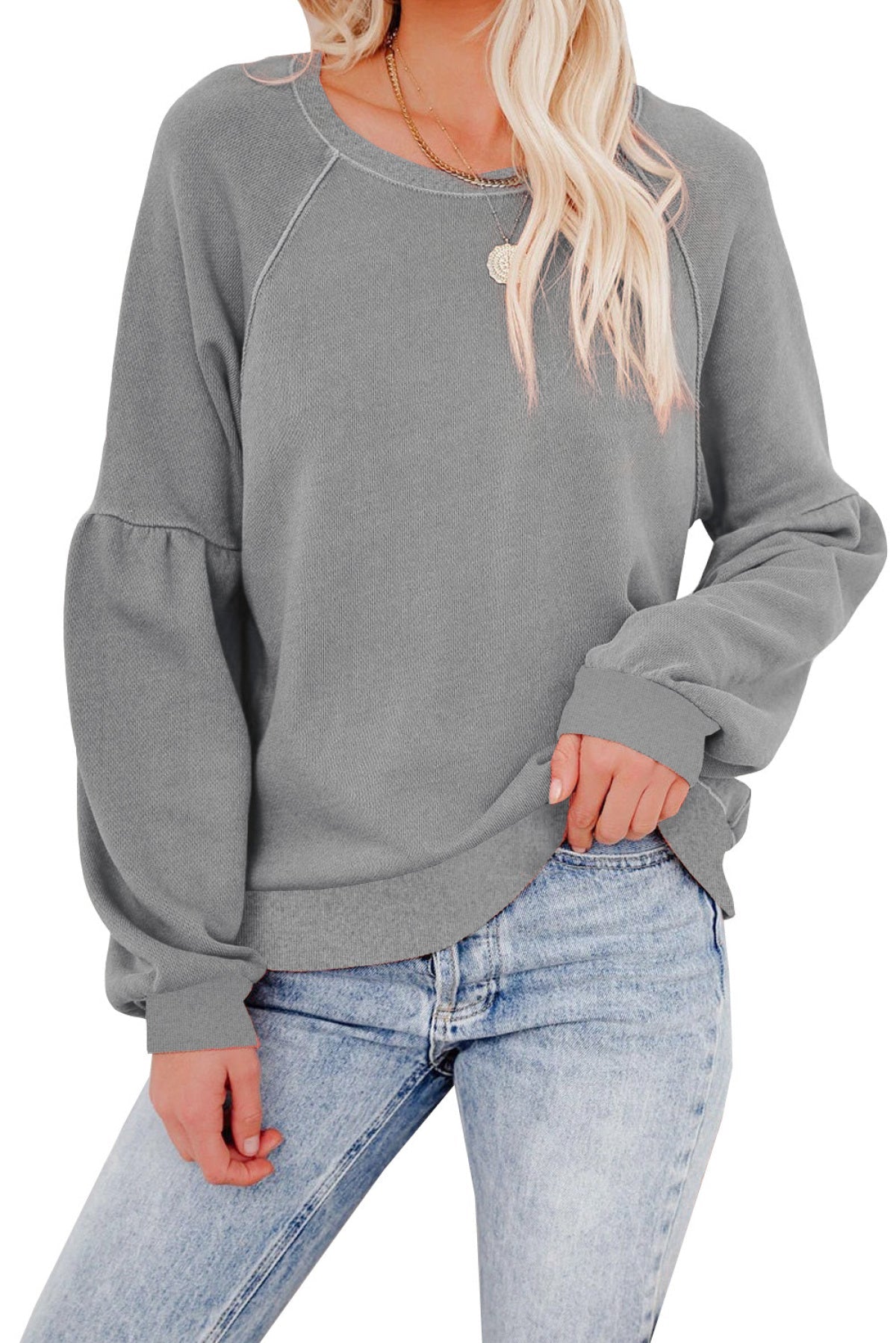 Raglan Patchwork Sleeve Pullover Sweatshirt Kiwidrop