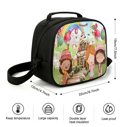 Personlized Portable lunch bags｜Polyester -Watercolor, Candy, Pastel, Lollypops, Chocolate, Treats, Dessert, Girls, Friends, Rainbow, Candy Shop, Hot Air Balloon, Cake Pops, Chocolate Clouds (Designed by Dunbi)