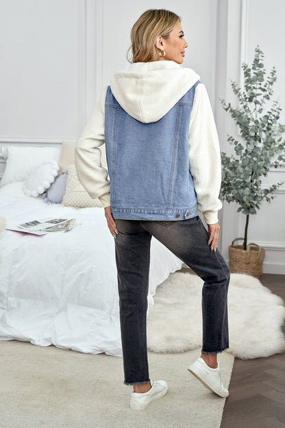 Sherpa Denim Splicing Buttoned Jacket Kiwidrop