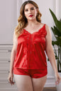 Plus Size Satin Cami Shorts Set Trendsi