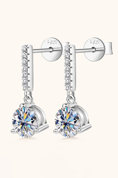 2 Carat Moissanite 925 Sterling Silver Drop Earrings