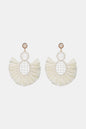 Raffia Grass Tassel Detail Dangle Earrings