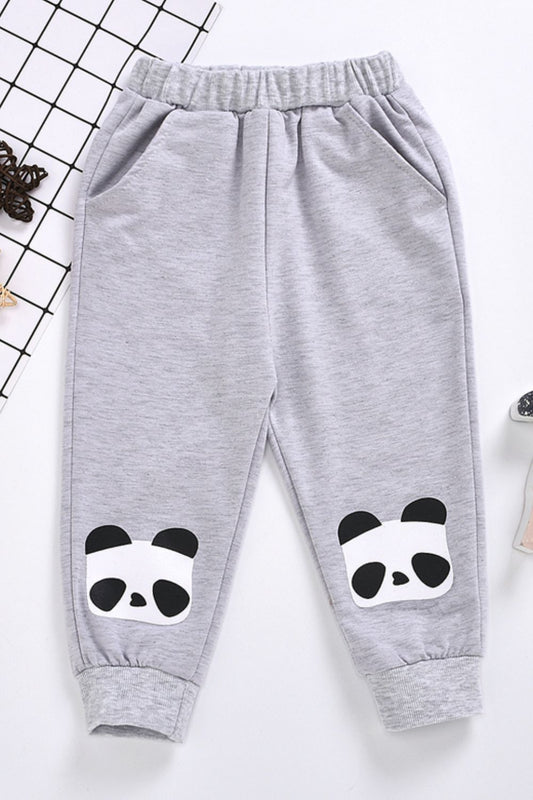 Kids Panda Graphic Joggers with Pockets