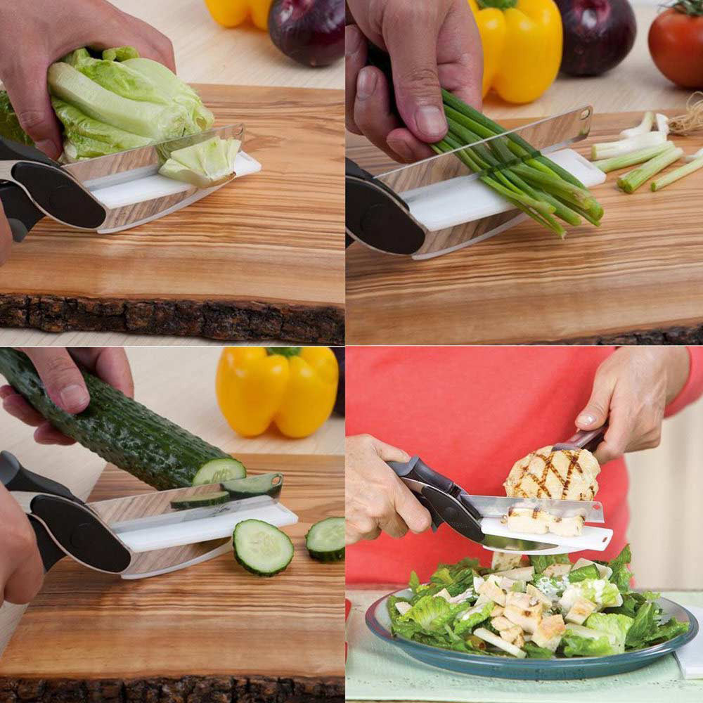 Multi-Function Clever Scissors Cutter 2 in 1 Cutting Board Zendrop