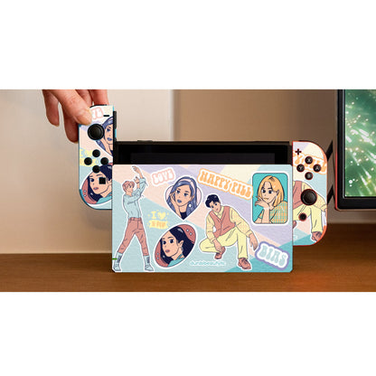 Nintendo Switch Game Console Stickers ｜PVC - KPOP Inspired, BTS, Enhyphen, Pastel, Ive, Aespa, Bias, Happy Pill, Love, I Love KPOP, Idol, Music (Designed by Dunbi)