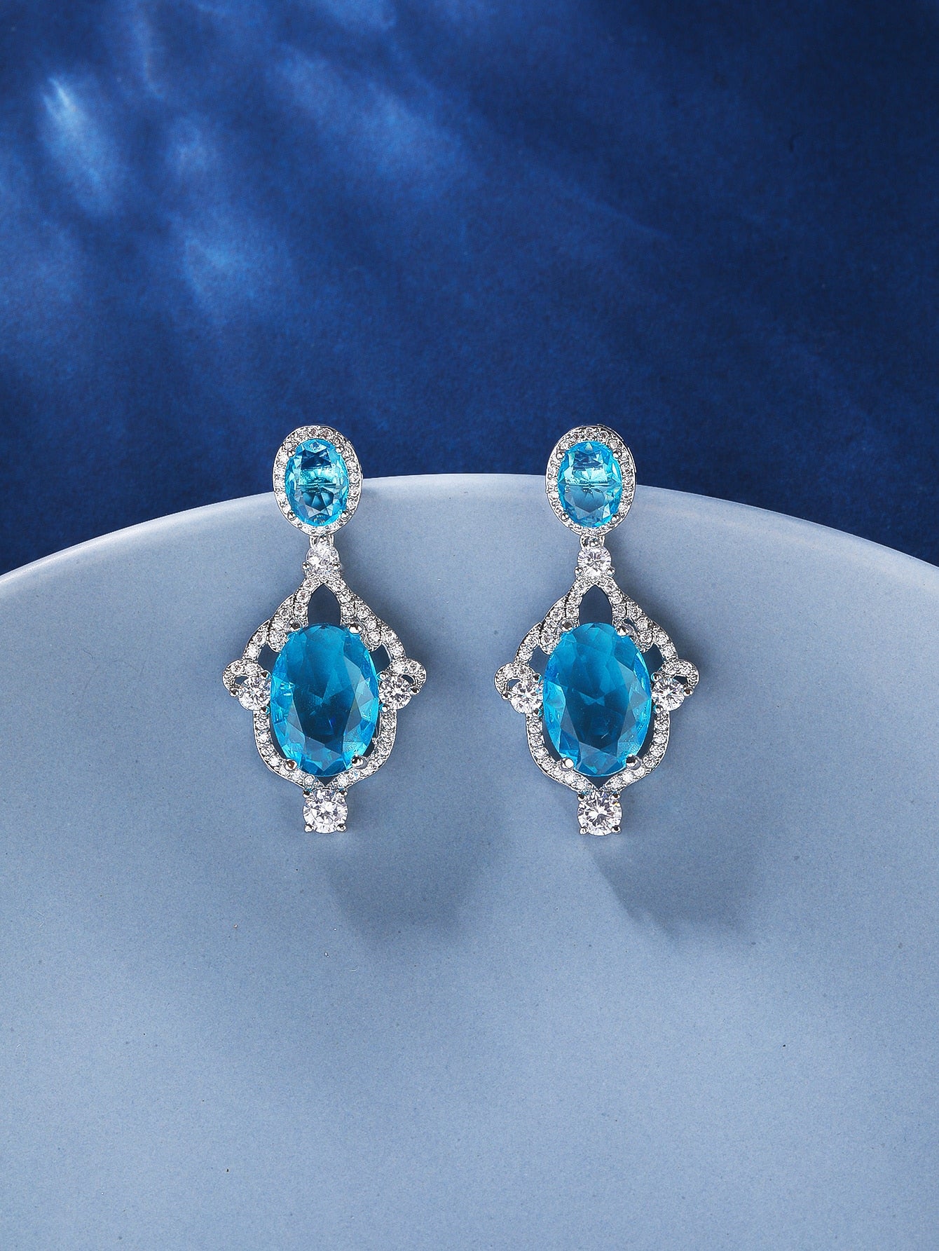 A pair of luxurious exquisite vintage creative senior all-match imitation gemstone full diamond micro-inset zircon S925 silver needle ladies earrings daily bridal party date wear