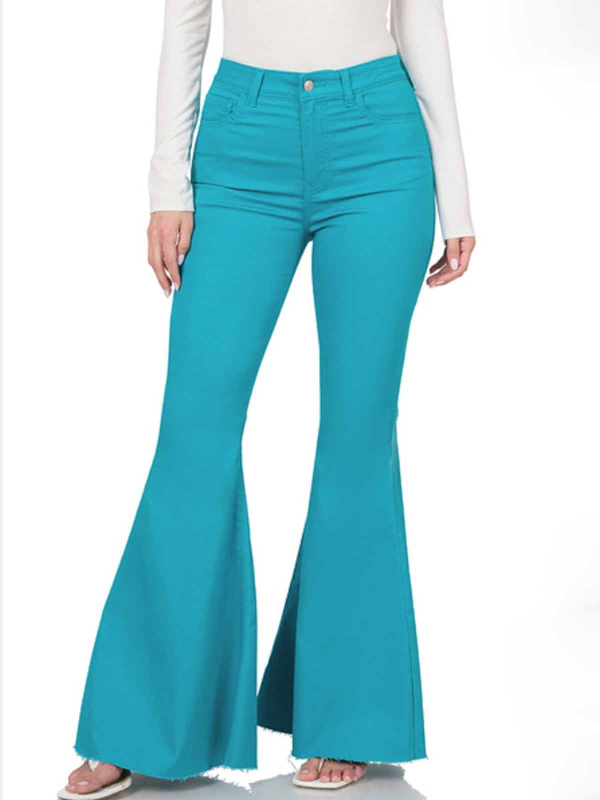 Plus Size High Rise Super Flare Denim Pants By Zenana Kiwidrop