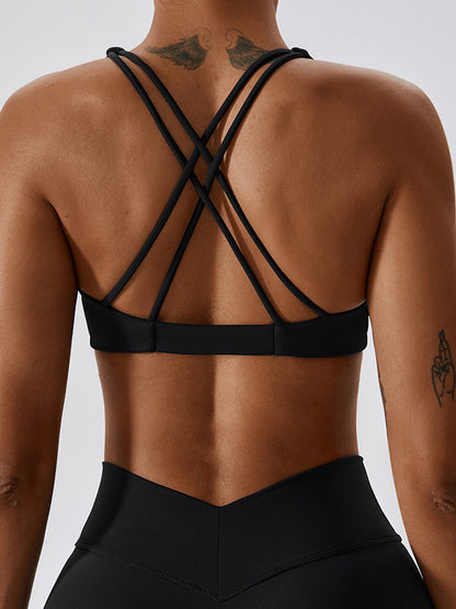 Yoga V-Neck Twisted Sleeveless Sports Bra