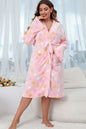 Plus Size Printed Tie Waist Robe with Pocket