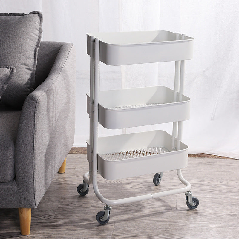 Movable wheeled kitchen storage rack trolley living room storage floor-to-floor beauty salon trolley supplies storage rack Larnt