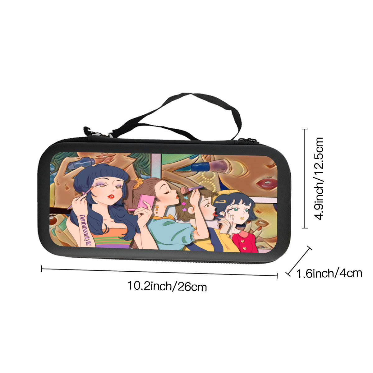 Nintendo Switch Storage Bag (Double-Sided Printing)｜Eva Material -Retro, Makeup, Korean Girls, Hair, Fashion, Lipstick, Mascara, Girl Gang (Designed by Dunbi)